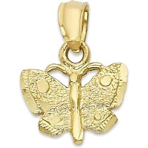 10k or 14k Real Solid Gold Mini Butterfly Pendant Necklace, Small Moth Charm, Summer Jewelry Gifts for Her