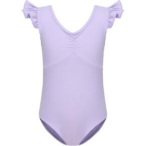 HIPPOSEUS Girls Ballet Dance Gymnastics Leotards Toddler Ruffle Short Sleeve Ballet Outfits Clothes Dancewear, Y-07