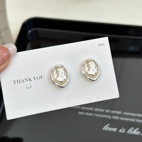 Baroque Pearl Stud Earrings For Women 14k Gold Plated Irregular Pearl Earrings Chunky Big Pearl Earrings Vintage Pearl Statement Earrings Jewelry Gift For Women in Saudi Arabia