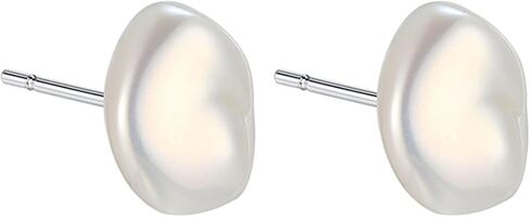 Baroque Pearl Stud Earrings For Women 14k Gold Plated Irregular Pearl Earrings Chunky Big Pearl Earrings Vintage Pearl Statement Earrings Jewelry Gift For Women in Saudi Arabia