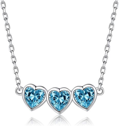Heart Birthstone Choker Necklace for Women - 925 Sterling Silver Cute Short Necklace for Lady - Birthday Thanksgiving Day Christmas Valentine's Day Gifts Jewelry in Saudi Arabia