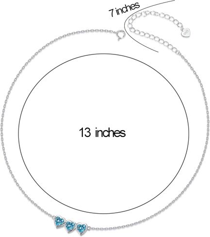 Heart Birthstone Choker Necklace for Women - 925 Sterling Silver Cute Short Necklace for Lady - Birthday Thanksgiving Day Christmas Valentine's Day Gifts Jewelry in Saudi Arabia