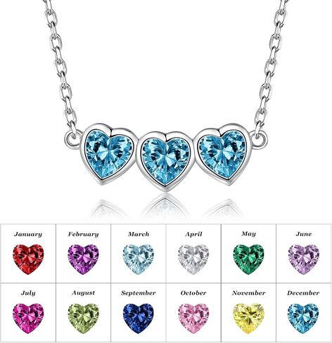 Heart Birthstone Choker Necklace for Women - 925 Sterling Silver Cute Short Necklace for Lady - Birthday Thanksgiving Day Christmas Valentine's Day Gifts Jewelry in Saudi Arabia