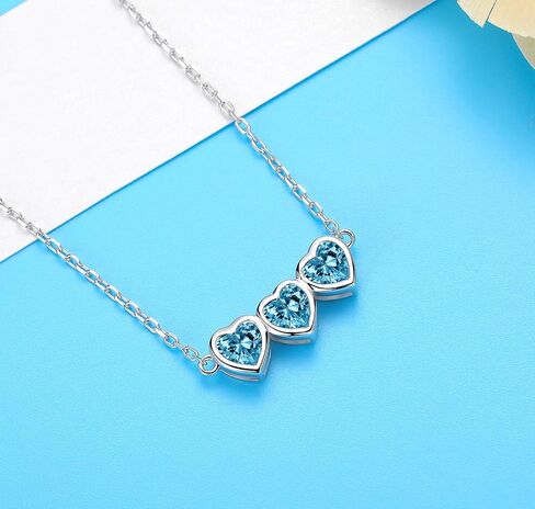Heart Birthstone Choker Necklace for Women - 925 Sterling Silver Cute Short Necklace for Lady - Birthday Thanksgiving Day Christmas Valentine's Day Gifts Jewelry in Saudi Arabia