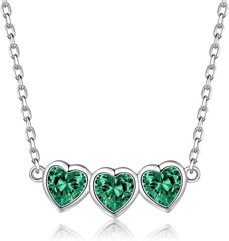 Heart Birthstone Choker Necklace for Women - 925 Sterling Silver Cute Short Necklace for Lady - Birthday Thanksgiving Day Christmas Valentine's Day Gifts Jewelry in Saudi Arabia