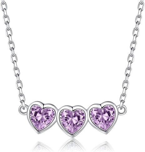 Heart Birthstone Choker Necklace for Women - 925 Sterling Silver Cute Short Necklace for Lady - Birthday Thanksgiving Day Christmas Valentine's Day Gifts Jewelry in Kuwait