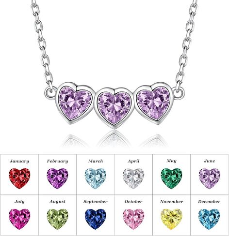 Heart Birthstone Choker Necklace for Women - 925 Sterling Silver Cute Short Necklace for Lady - Birthday Thanksgiving Day Christmas Valentine's Day Gifts Jewelry in Kuwait