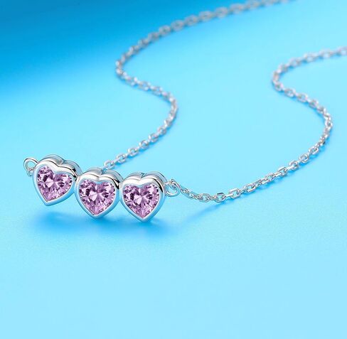 Heart Birthstone Choker Necklace for Women - 925 Sterling Silver Cute Short Necklace for Lady - Birthday Thanksgiving Day Christmas Valentine's Day Gifts Jewelry in Kuwait