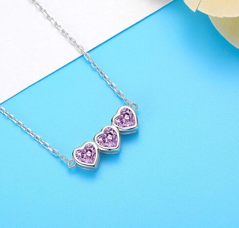 Heart Birthstone Choker Necklace for Women - 925 Sterling Silver Cute Short Necklace for Lady - Birthday Thanksgiving Day Christmas Valentine's Day Gifts Jewelry in Kuwait