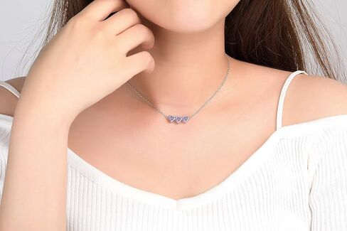 Heart Birthstone Choker Necklace for Women - 925 Sterling Silver Cute Short Necklace for Lady - Birthday Thanksgiving Day Christmas Valentine's Day Gifts Jewelry in Kuwait