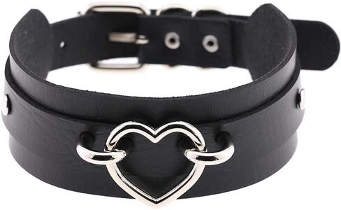 مجوهرات MJartoria القوطية - قلادات على شكل قوطي للنساء - قلادات على شكل قلب من نوع Punk Rock قابلة للتعديل بياقة سوداء (قطعة واحدة - أسود) in Kuwait