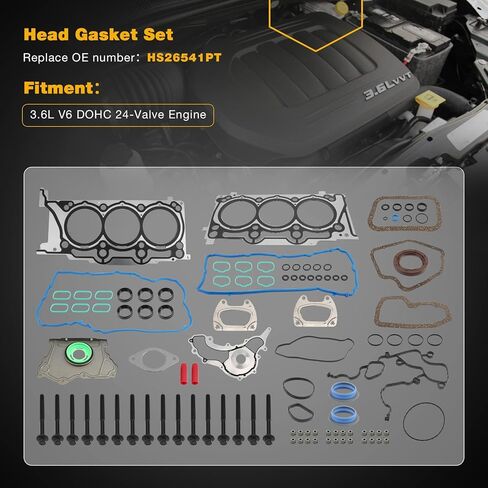 MLS Head Gasket Set Lower Gasket Kit, Compatible with 2011-2016 Chrysler 200 300 Ram 1500 C/V Dodge Charger Jeep Wrangler 3.6L V6 Engine, Replace# HS26541PT in Saudi Arabia