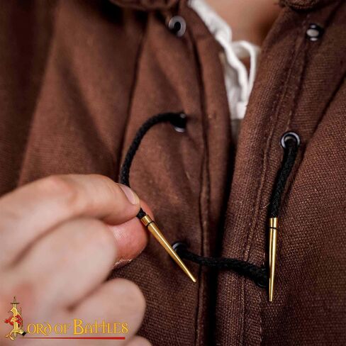 Lord of Battles Solid Brass Aiglets With Cotton Strings, Medieval Style Aiglets for Clothing DIY Accessories, Coats, Costumes in Kuwait