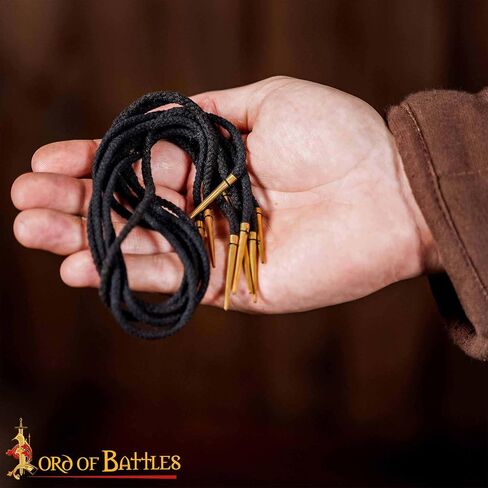 Lord of Battles Solid Brass Aiglets With Cotton Strings, Medieval Style Aiglets for Clothing DIY Accessories, Coats, Costumes in Kuwait