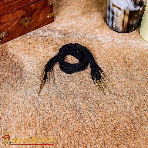 Lord of Battles Solid Brass Aiglets With Cotton Strings, Medieval Style Aiglets for Clothing DIY Accessories, Coats, Costumes in Kuwait