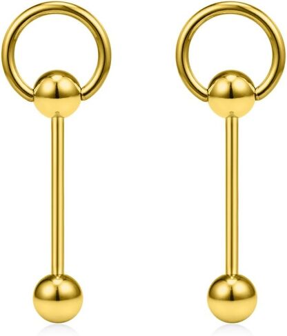 Ruifan 14G 3/4Inch Surgical Steel Door Knocker Straight Barbell Nipple Tongue Earring Ring Piercing 2-6PCS in Saudi Arabia