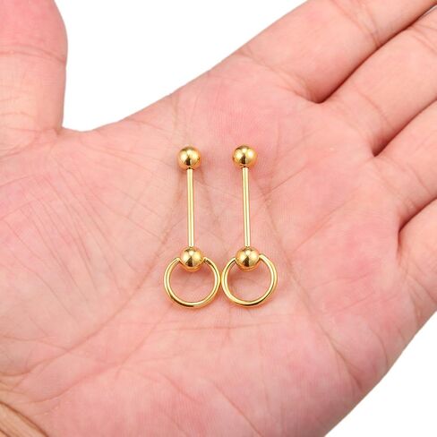 Ruifan 14G 3/4Inch Surgical Steel Door Knocker Straight Barbell Nipple Tongue Earring Ring Piercing 2-6PCS in Saudi Arabia