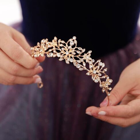 JWICOS Crystal Tiaras and Crowns for Women Bridal Princess Rhinestones Crystal Flower Wedding Tiara Crown for Birthday Pageant Prom Party in Kuwait