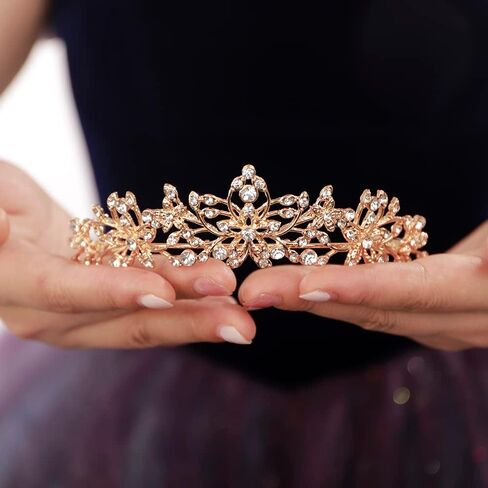 JWICOS Crystal Tiaras and Crowns for Women Bridal Princess Rhinestones Crystal Flower Wedding Tiara Crown for Birthday Pageant Prom Party in Kuwait