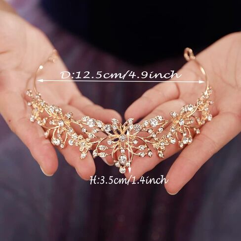 JWICOS Crystal Tiaras and Crowns for Women Bridal Princess Rhinestones Crystal Flower Wedding Tiara Crown for Birthday Pageant Prom Party in Kuwait