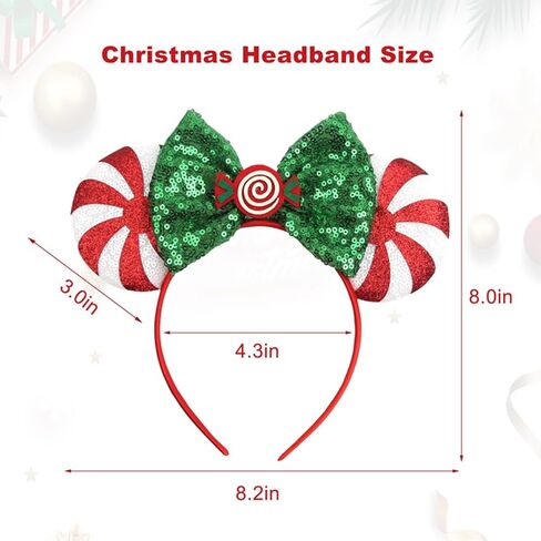 YOWOCAL 2Pcs Christmas Mouse Ear Headband for Women,Glitter Hair Hoop Headwear Accessories for Christmas Party Decoration in Saudi Arabia