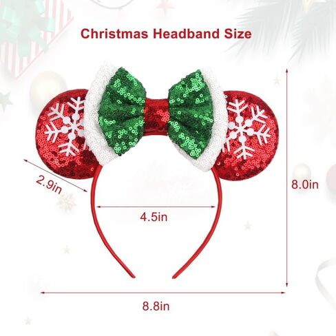 YOWOCAL 2Pcs Christmas Mouse Ear Headband for Women,Glitter Hair Hoop Headwear Accessories for Christmas Party Decoration in Saudi Arabia
