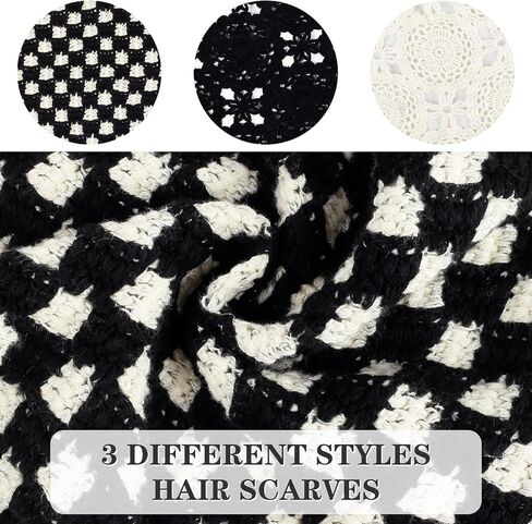 3PCS Crochet Bandanas for Women Knitted Head Scarf Triangle Floral Cute Kerchief in Saudi Arabia