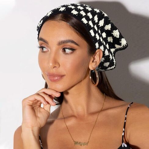 3PCS Crochet Bandanas for Women Knitted Head Scarf Triangle Floral Cute Kerchief in Saudi Arabia