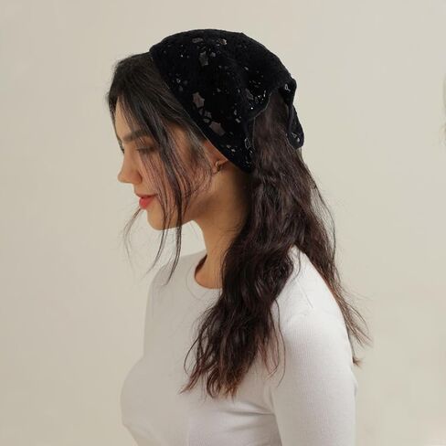 3PCS Crochet Bandanas for Women Knitted Head Scarf Triangle Floral Cute Kerchief in Saudi Arabia