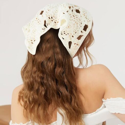 3PCS Crochet Bandanas for Women Knitted Head Scarf Triangle Floral Cute Kerchief in Saudi Arabia