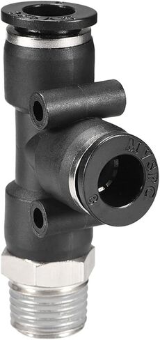 2 Pack 3/8 NPT Male Thread Push Lock Fitting - Tee Bulkhead Union, Push to Connect Fittings, Apply to Pneumatic System (10mm, Black) in Saudi Arabia