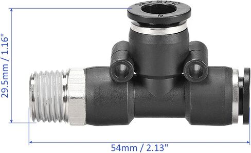 2 Pack 3/8 NPT Male Thread Push Lock Fitting - Tee Bulkhead Union, Push to Connect Fittings, Apply to Pneumatic System (10mm, Black) in Saudi Arabia
