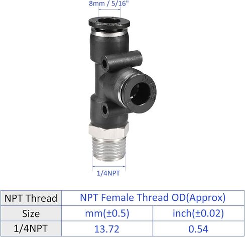 2 Pack 3/8 NPT Male Thread Push Lock Fitting - Tee Bulkhead Union, Push to Connect Fittings, Apply to Pneumatic System (10mm, Black) in Saudi Arabia