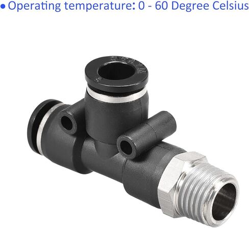 2 Pack 3/8 NPT Male Thread Push Lock Fitting - Tee Bulkhead Union, Push to Connect Fittings, Apply to Pneumatic System (10mm, Black) in Saudi Arabia