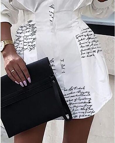 Sexy Mini Shirt Dress for Women - Casual Button Down Blouse Long Sleeve V Neck Belted Shirts Blouse Top Short Dress in Kuwait