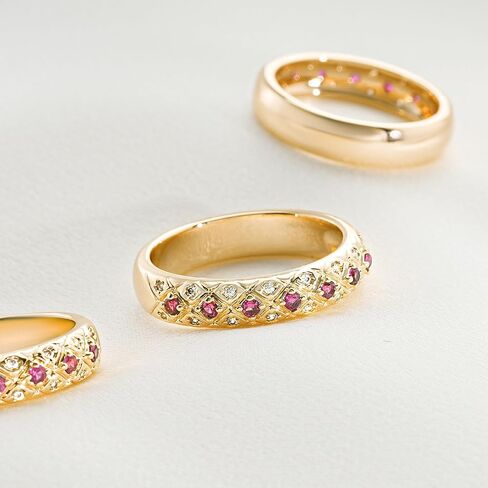 Valloey Rover Rings for Women, 14K Gold Plated Simple Emgagement Rings for Women Dainty Fake Ruby Cubic Zirconia Pave Wedding Ring Gold Jewelry Trendy Size 6-8 in Saudi Arabia