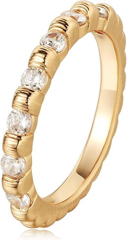 Valloey Rover Rings for Women, 14K Gold Plated Simple Emgagement Rings for Women Dainty Fake Ruby Cubic Zirconia Pave Wedding Ring Gold Jewelry Trendy Size 6-8 in Saudi Arabia