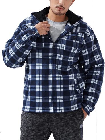 Heavyweight Hoodies for Men Jackets Comfy Sherpa Lined Zip Up Hoodie Coats with Pockets Outerwear in Kuwait