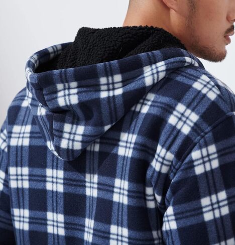 Heavyweight Hoodies for Men Jackets Comfy Sherpa Lined Zip Up Hoodie Coats with Pockets Outerwear in Kuwait