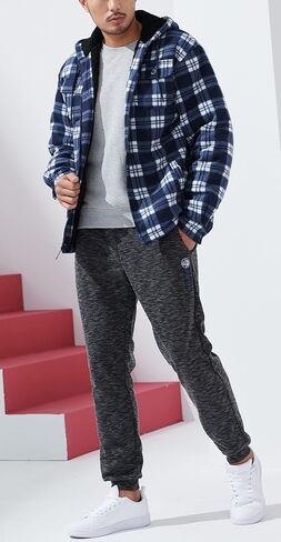 Heavyweight Hoodies for Men Jackets Comfy Sherpa Lined Zip Up Hoodie Coats with Pockets Outerwear in Kuwait