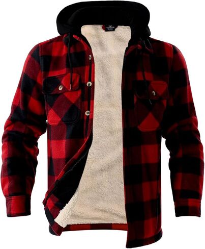Heavyweight Hoodies for Men Jackets Comfy Sherpa Lined Zip Up Hoodie Coats with Pockets Outerwear in Kuwait