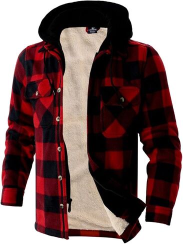 Heavyweight Hoodies for Men Jackets Comfy Sherpa Lined Zip Up Hoodie Coats with Pockets Outerwear in Kuwait