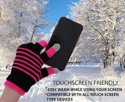 Motique Accessories Knit Fingerless and Regular Touchscreen Ladies Gloves Neon Stripes - 2 in 1 in Saudi Arabia