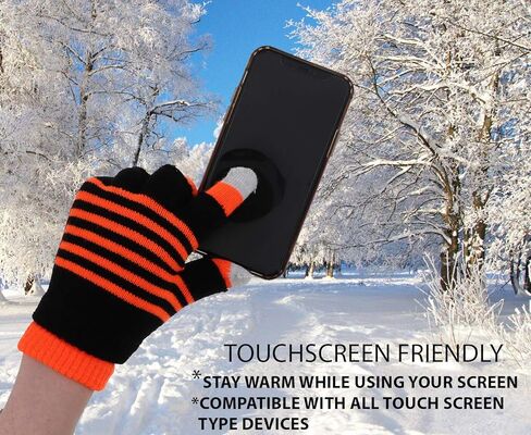 Motique Accessories Knit Fingerless and Regular Touchscreen Ladies Gloves Neon Stripes - 2 in 1 in Kuwait