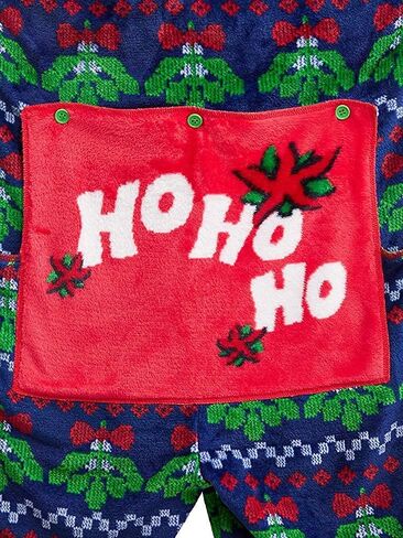 Mistletoe Mens Ugly Christmas Sweater Minky Fleece Drop Seat Union Suit Pajamas in Saudi Arabia