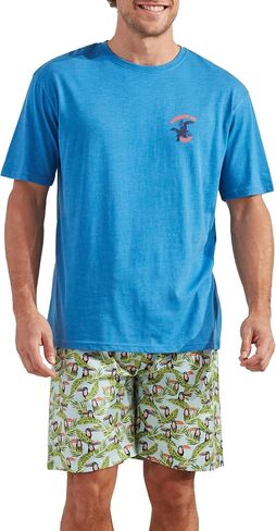 CARIBBEAN JOE Men's Sleep Set, Toucan Shorts and Blue Crew Neck T-Shirt Pajamas, Lightweight Novelty Pjs in Saudi Arabia