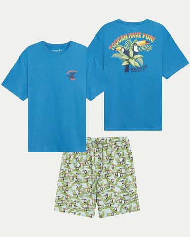 CARIBBEAN JOE Men's Sleep Set, Toucan Shorts and Blue Crew Neck T-Shirt Pajamas, Lightweight Novelty Pjs in Saudi Arabia