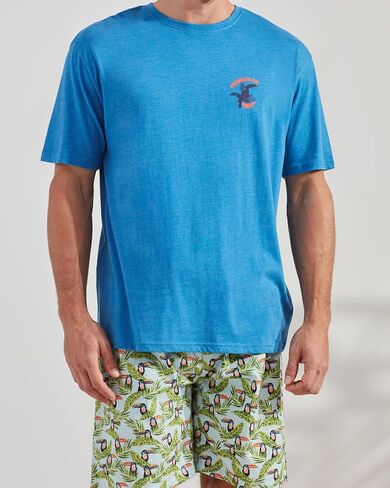 CARIBBEAN JOE Men's Sleep Set, Toucan Shorts and Blue Crew Neck T-Shirt Pajamas, Lightweight Novelty Pjs in Saudi Arabia