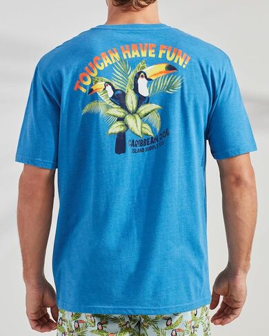 CARIBBEAN JOE Men's Sleep Set, Toucan Shorts and Blue Crew Neck T-Shirt Pajamas, Lightweight Novelty Pjs in Saudi Arabia