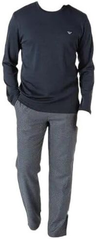 Emporio Armani Men's Yarn Dyed Cotton Long Pajamas in Saudi Arabia